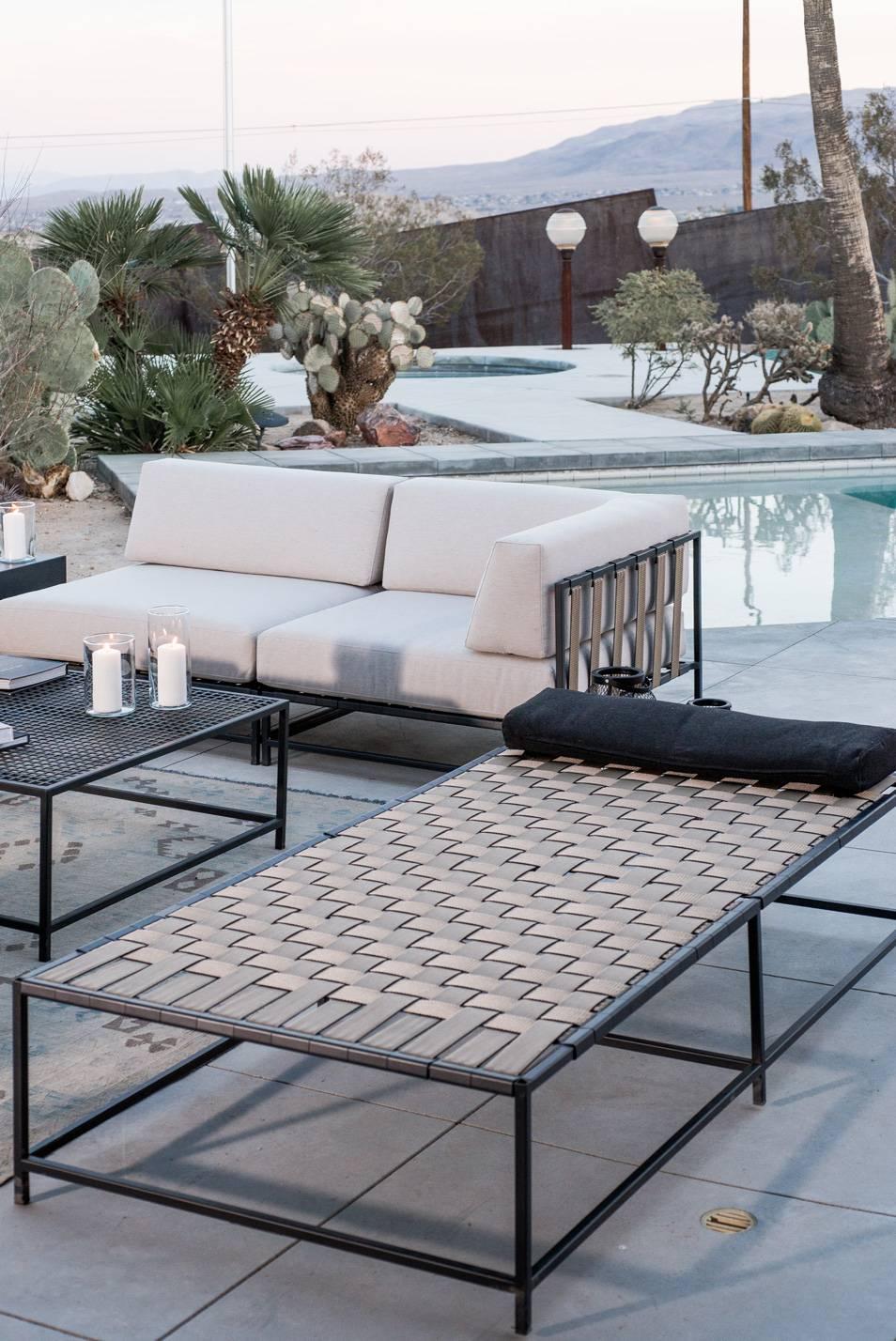 Steel Outdoor Tan and Charcoal Daybed