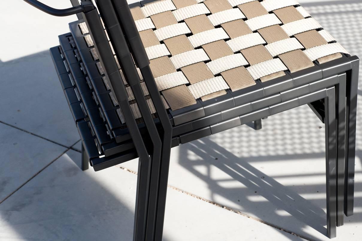 Outdoor Tan and Charcoal Dining Chair For Sale 7