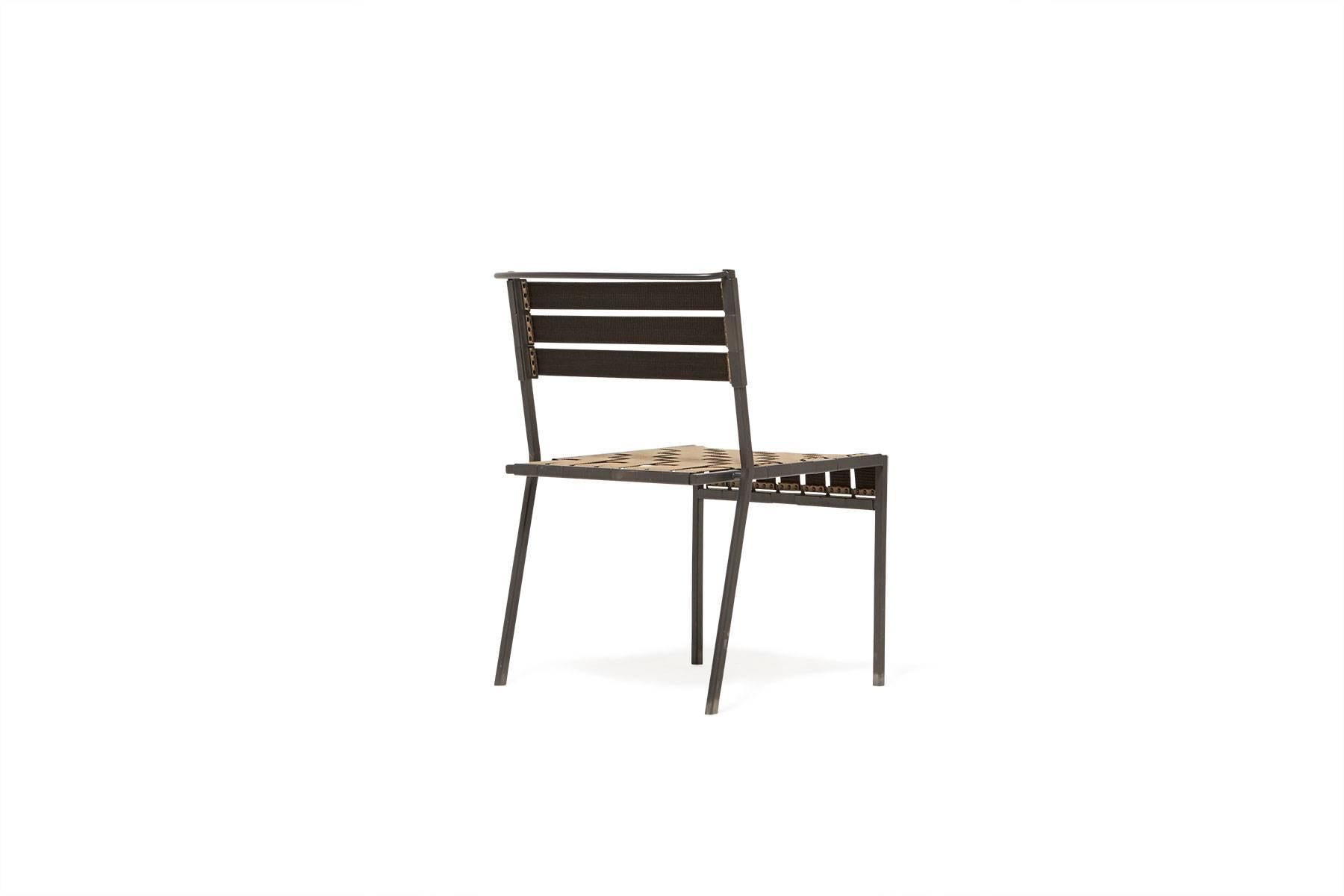 American Outdoor Tan and Charcoal Dining Chair For Sale
