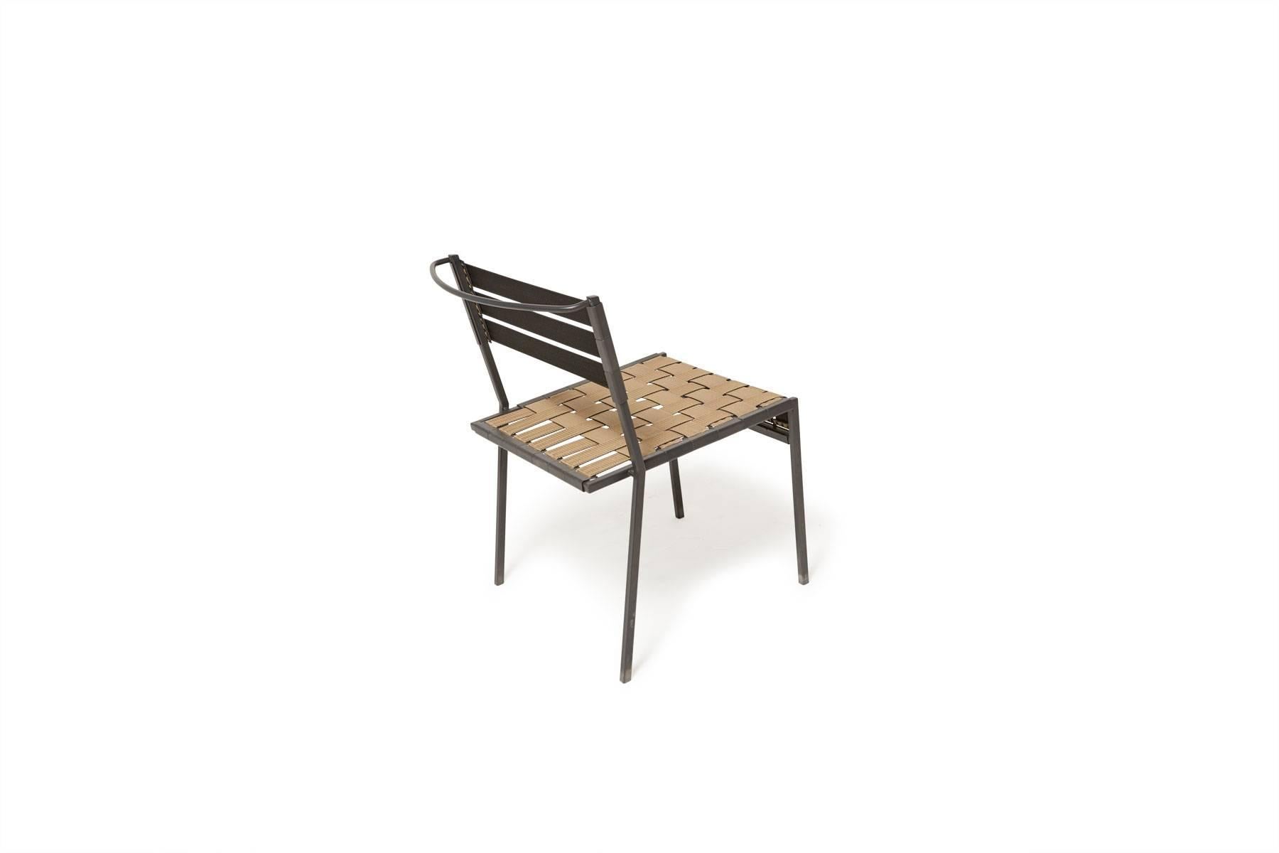 Outdoor Tan and Charcoal Dining Chair In New Condition For Sale In Los Angeles, CA