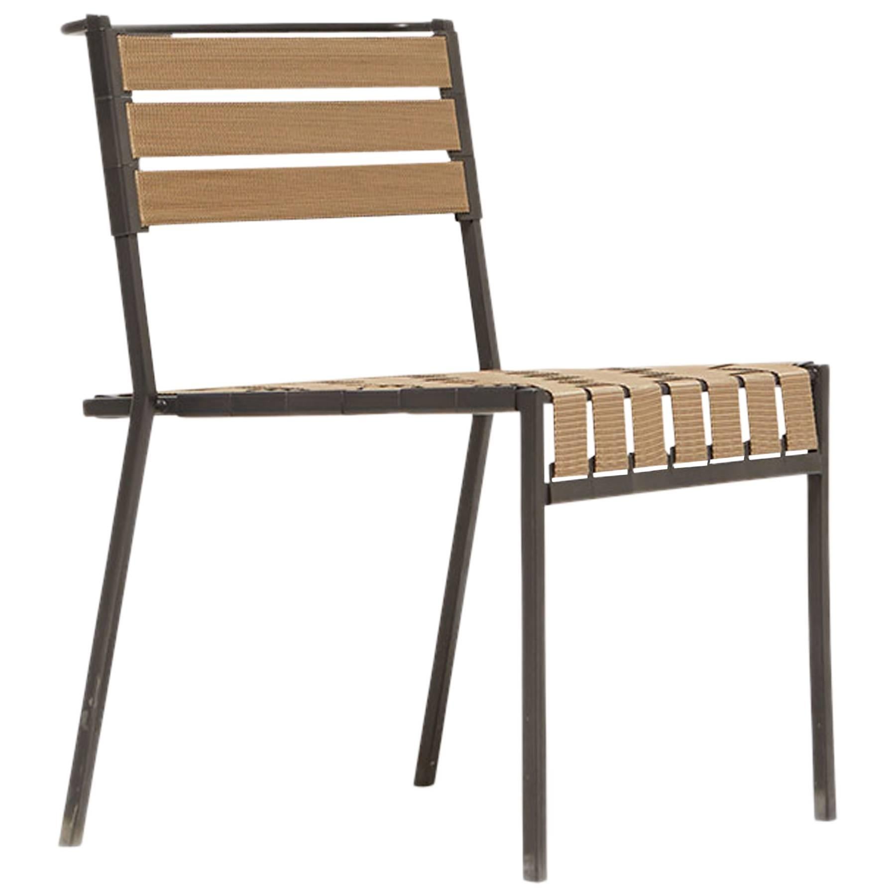 Outdoor Tan and Charcoal Dining Chair For Sale