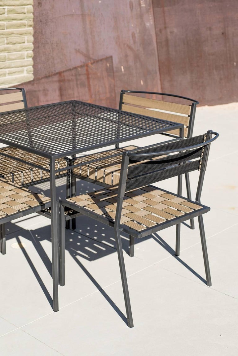Outdoor Tan and Charcoal Dining Table For Sale at 1stdibs