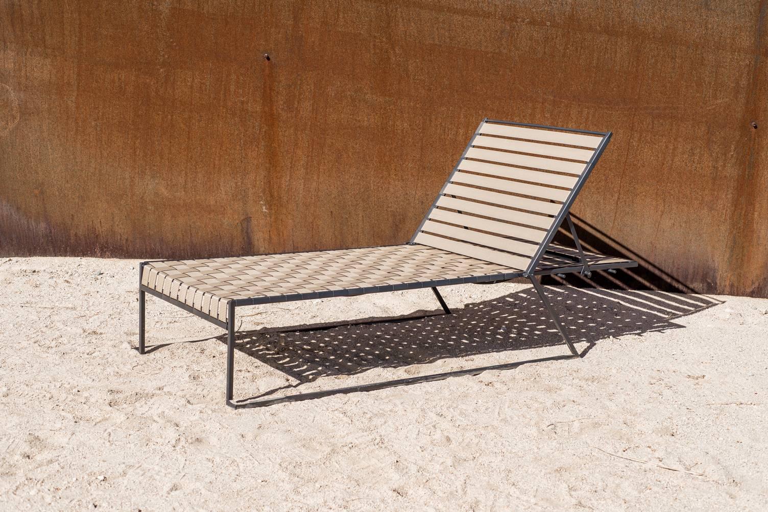 Outdoor Tan and Charcoal Pool Chaise For Sale 8