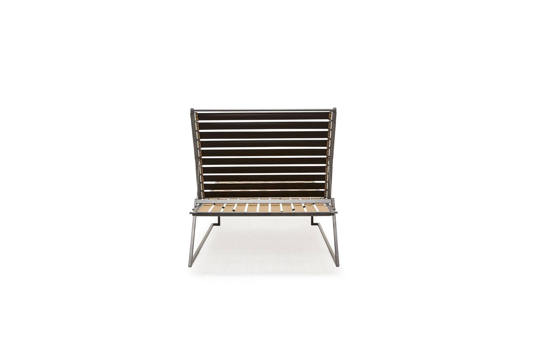 Acier Chaise de piscine extérieure Tan et Charcoal en vente