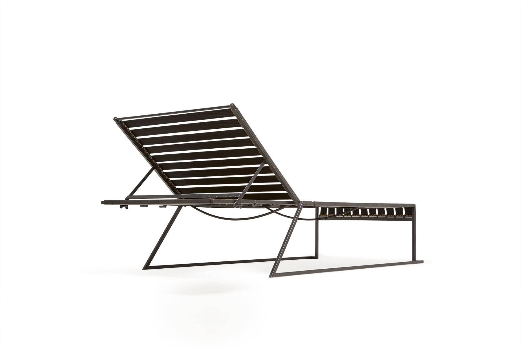 Outdoor Tan and Charcoal Pool Chaise For Sale 1