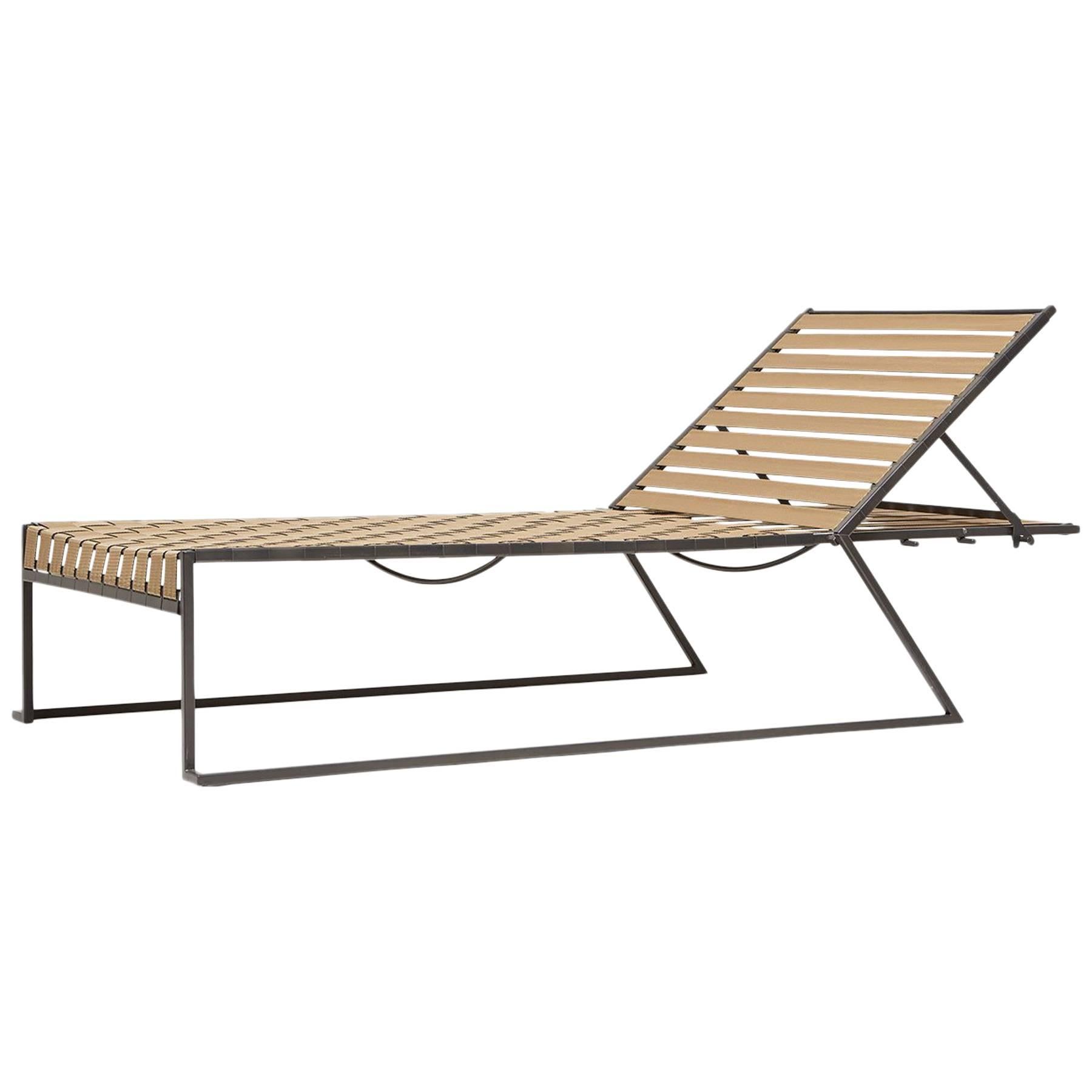 Outdoor Tan and Charcoal Pool Chaise For Sale