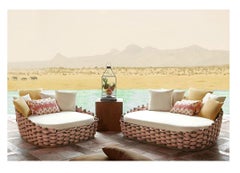 Chaise Lounge da esterno in teak con finitura marrone scuro