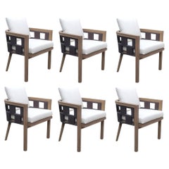 Outdoor Teak Dining Chairs In Walnut Brown Finish (Set Of 6)