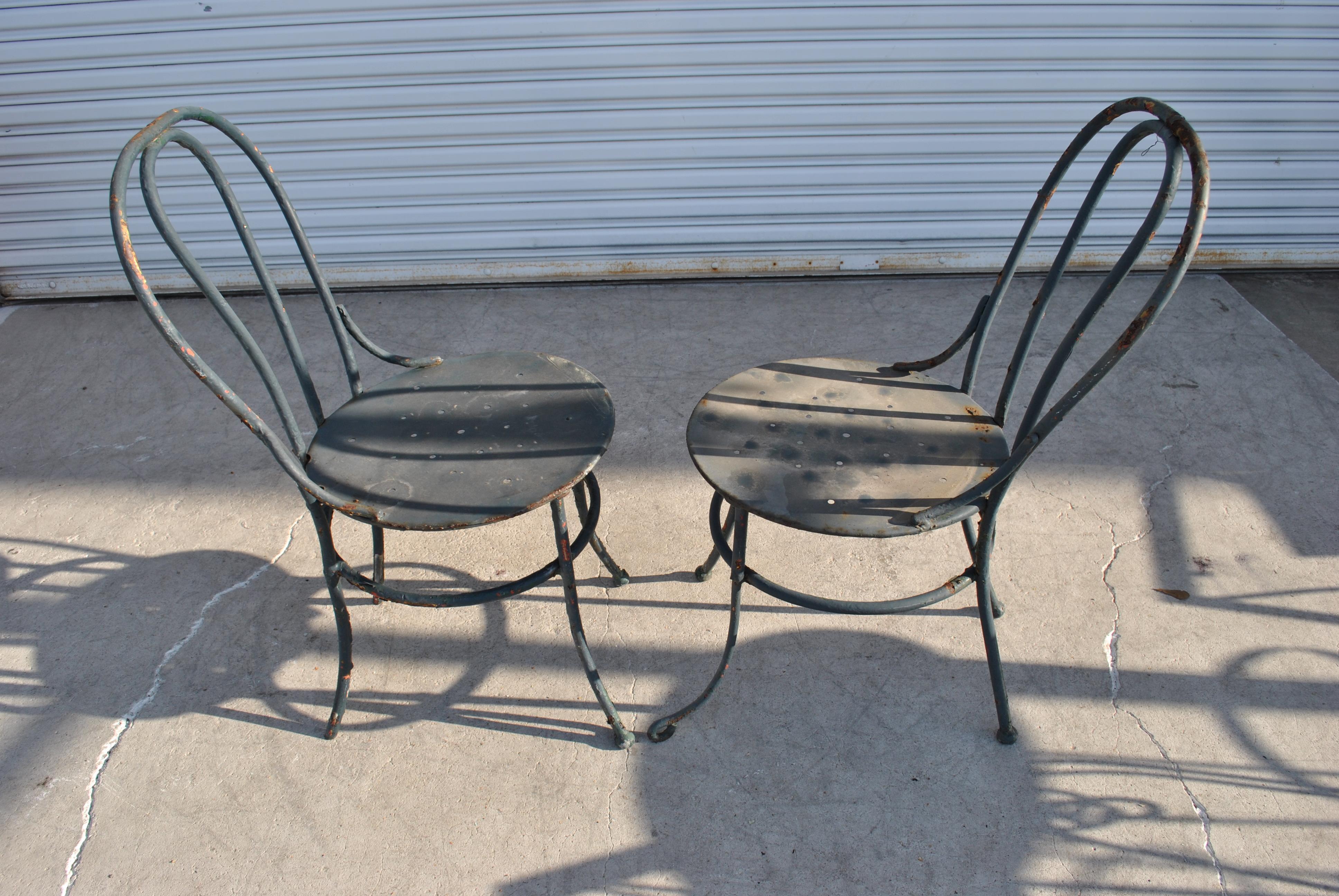 Metal Outdoor Three Piece Cafe Set For Sale