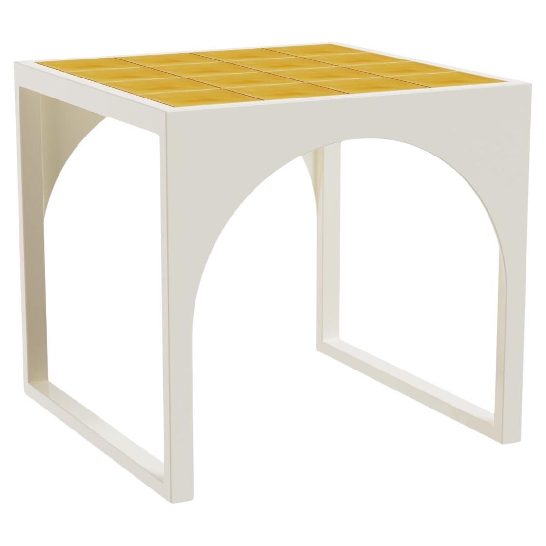 Outdoor Tosalet Side Table - Ceramic Surface With Minimalist Metal Base