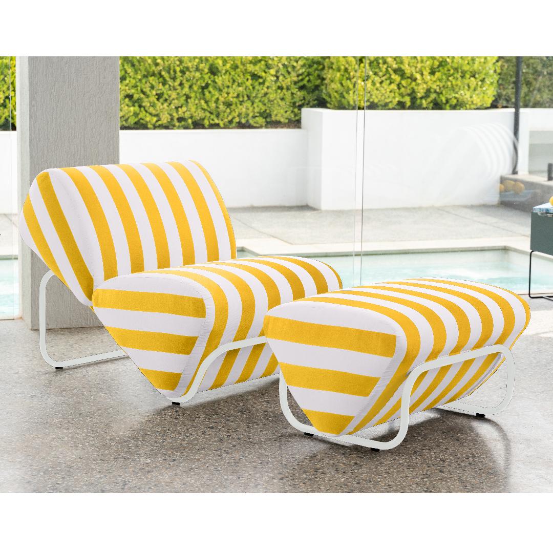 Mid-Century Modern Outdoor Trend Module Lounge and Footstool, Designed in 1970 For Sale