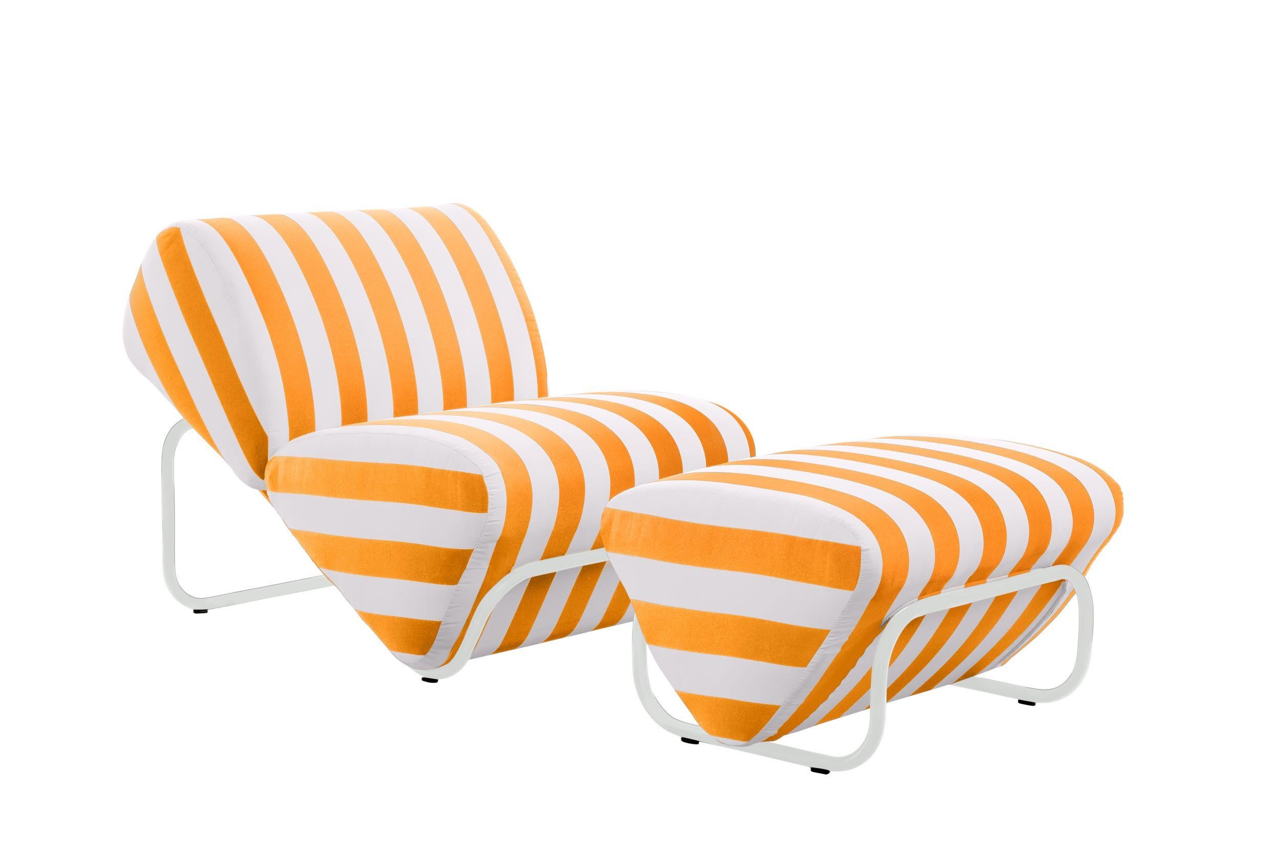 Chrome Outdoor Trend Module Lounge and Footstool, Designed in 1970 For Sale