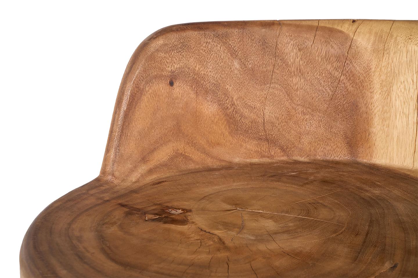 Outdoor Two Tone Natural Carved Wooden Stool 5