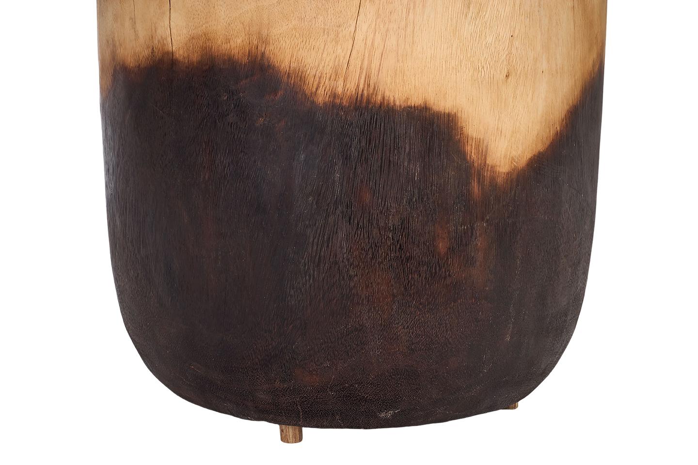 20th Century Outdoor Two Tone Natural Carved Wooden Stool