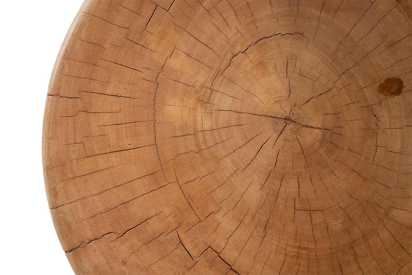 Outdoor Two Tone Natural Carved Wooden Stool 1