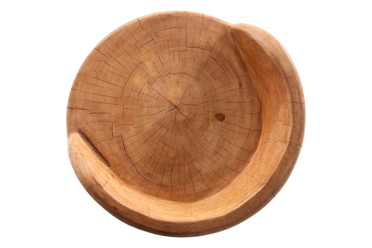 Outdoor Two Tone Natural Carved Wooden Stool 2