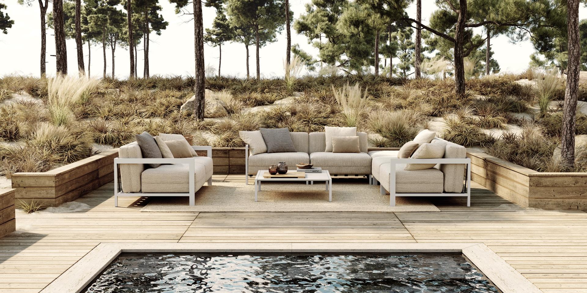 Outdoor Upholstered Dining Chair with Micro-Textured Stainless Steel Structure For Sale 3