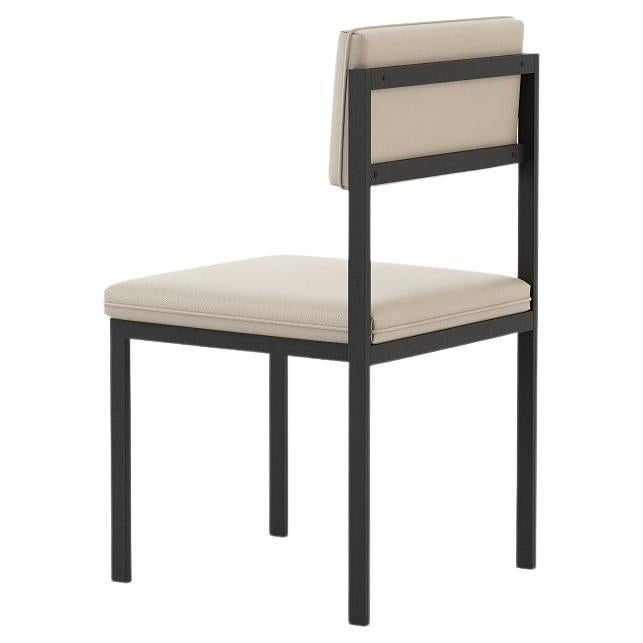 Modern Outdoor Upholstered Dining Chair with Micro-Textured Stainless Steel Structure For Sale