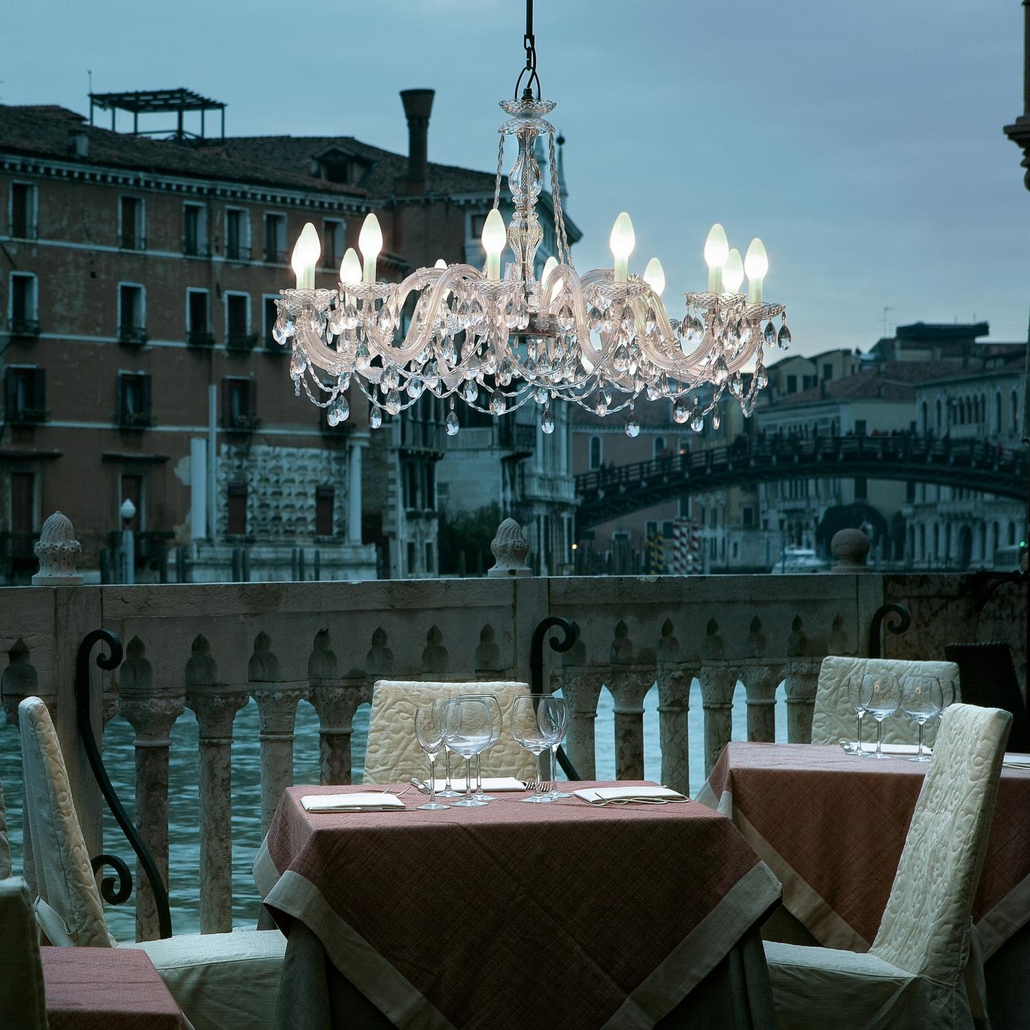 Modern Outdoor Venetian Chandelier 12 Lights, Made in Italy For Sale