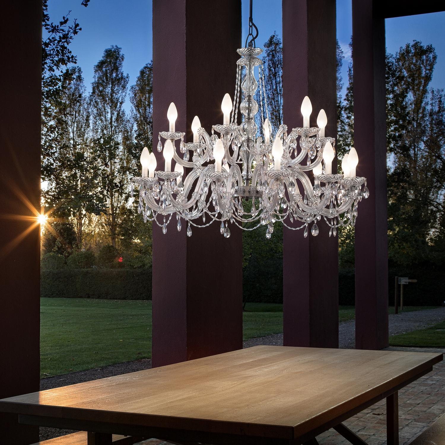 Moderno Lampadario veneziano da esterno a 18 luci, Made in Italy in vendita