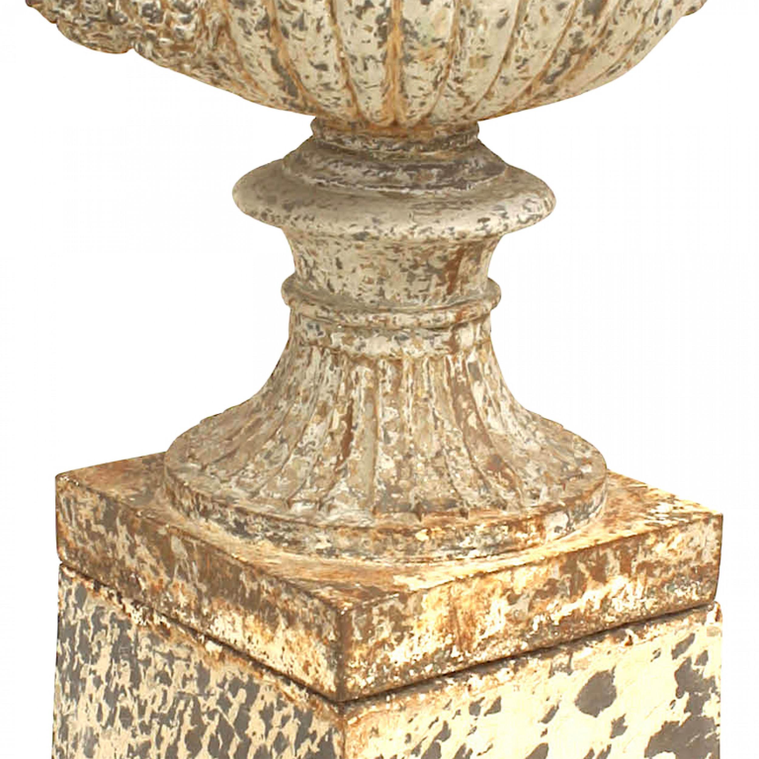 Hand-Crafted Outdoor Victorian Iron Urns For Sale