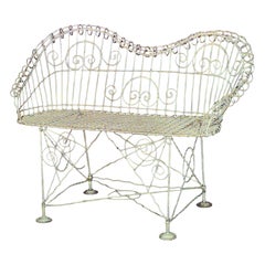 Outdoor Victorian painted wire shaped back loveseat