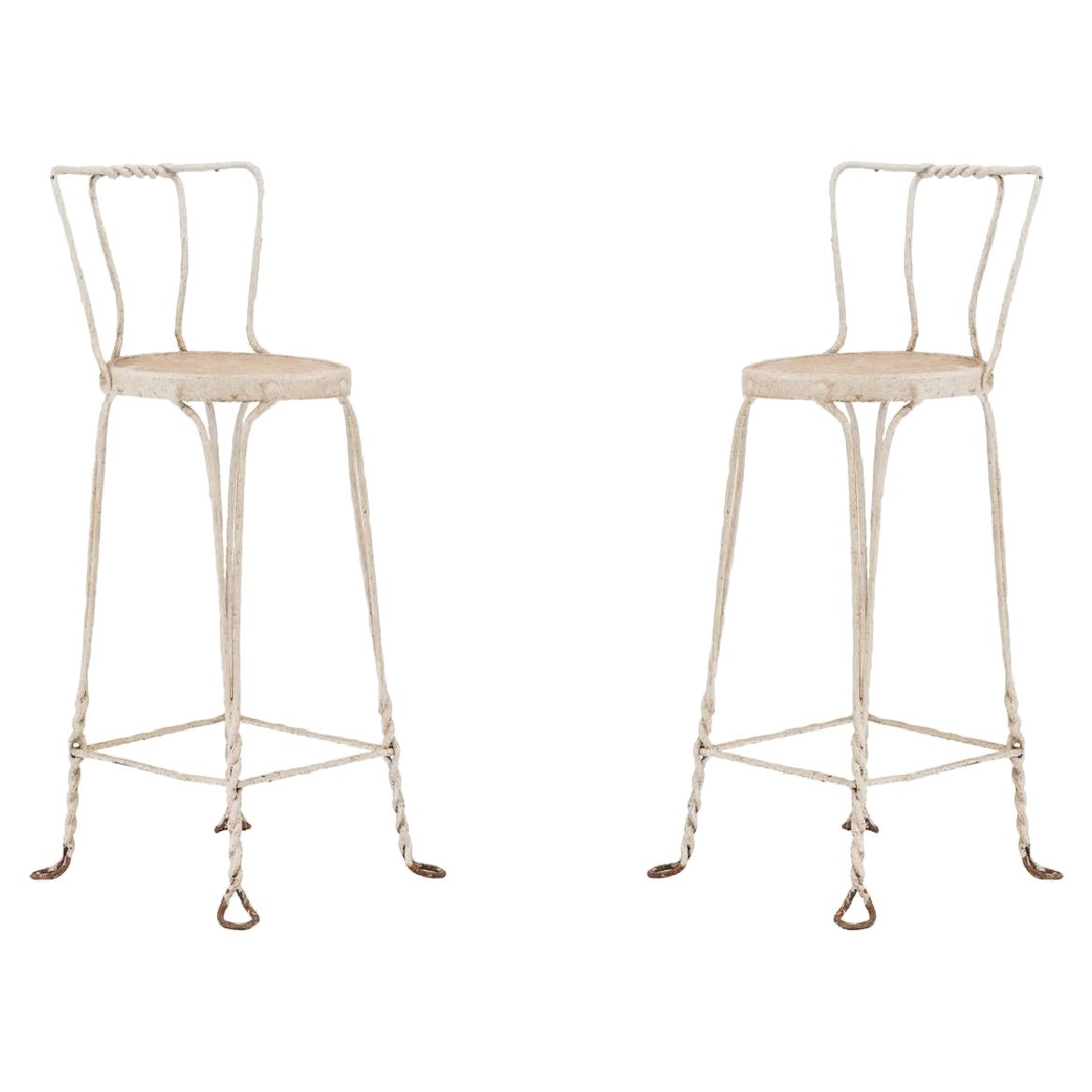 Outdoor Victorian Style Wire Bar Stools For Sale