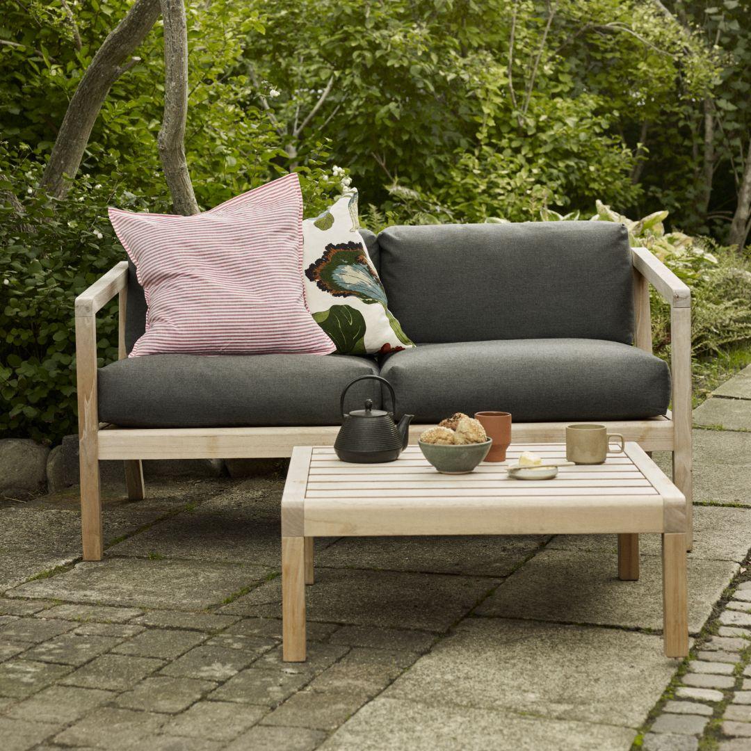 Danish Outdoor 'Virkelyst' 2-Seater Sofa in Teak and Ash Fabric for Skagerak For Sale