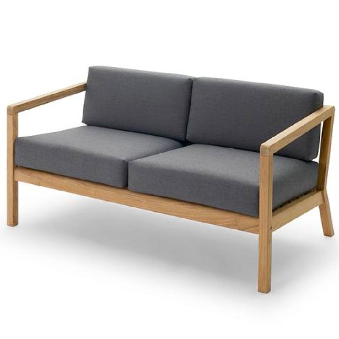 Outdoor 'Virkelyst' 2-Seater Sofa in Teak and Blue Striped Fabric for Skagerak For Sale 8