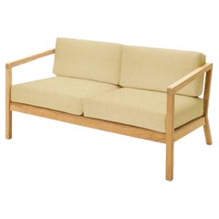 Outdoor 'Virkelyst' 2-Seater Sofa in Teak and Honey Yellow Fabric for Skagerak