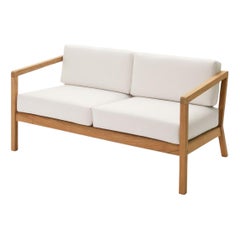 Outdoor 'Virkelyst' 2-Seater Sofa in Teak and White Fabric for FH Outdoor