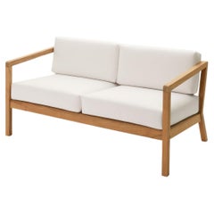 Outdoor 'Virkelyst' 2-Seater Sofa in Teak and White Fabric for Skagerak