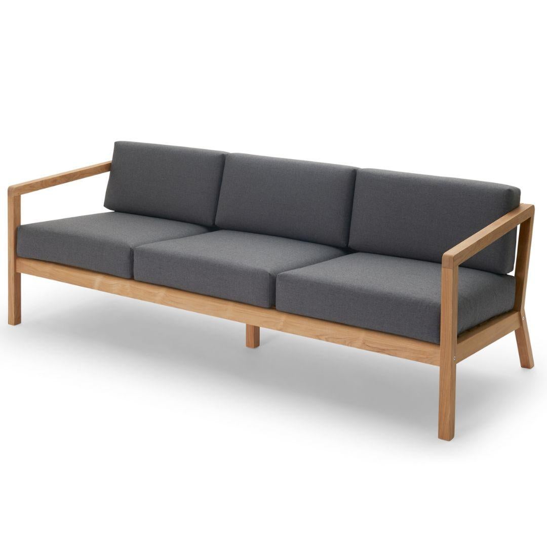 Outdoor 'Virkelyst' 3-Seater Sofa in Teak and Ash Fabric for Skagerak For Sale 7
