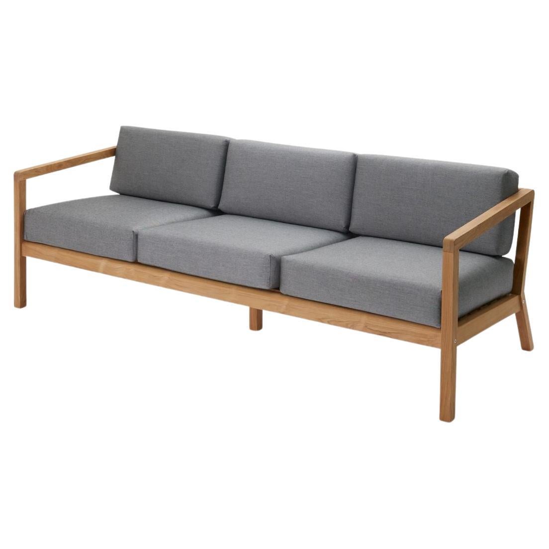 Outdoor 'Virkelyst' 3-Seater Sofa in Teak and Ash Fabric for Skagerak For Sale