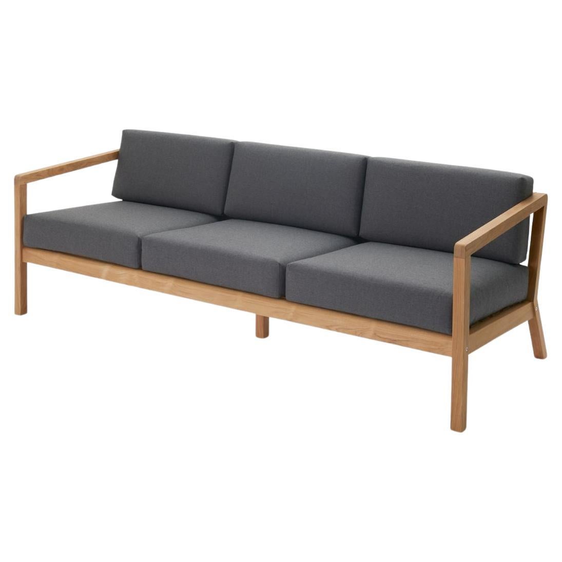 Outdoor 'Virkelyst' 3-Seater Sofa in Teak and Charcoal Fabric for Skagerak