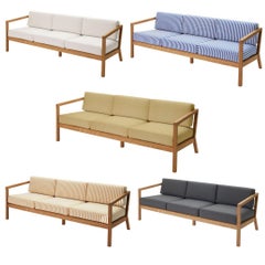 Outdoor 'Virkelyst' 3-Seater Sofa in Teak and White Fabric for Skagerak