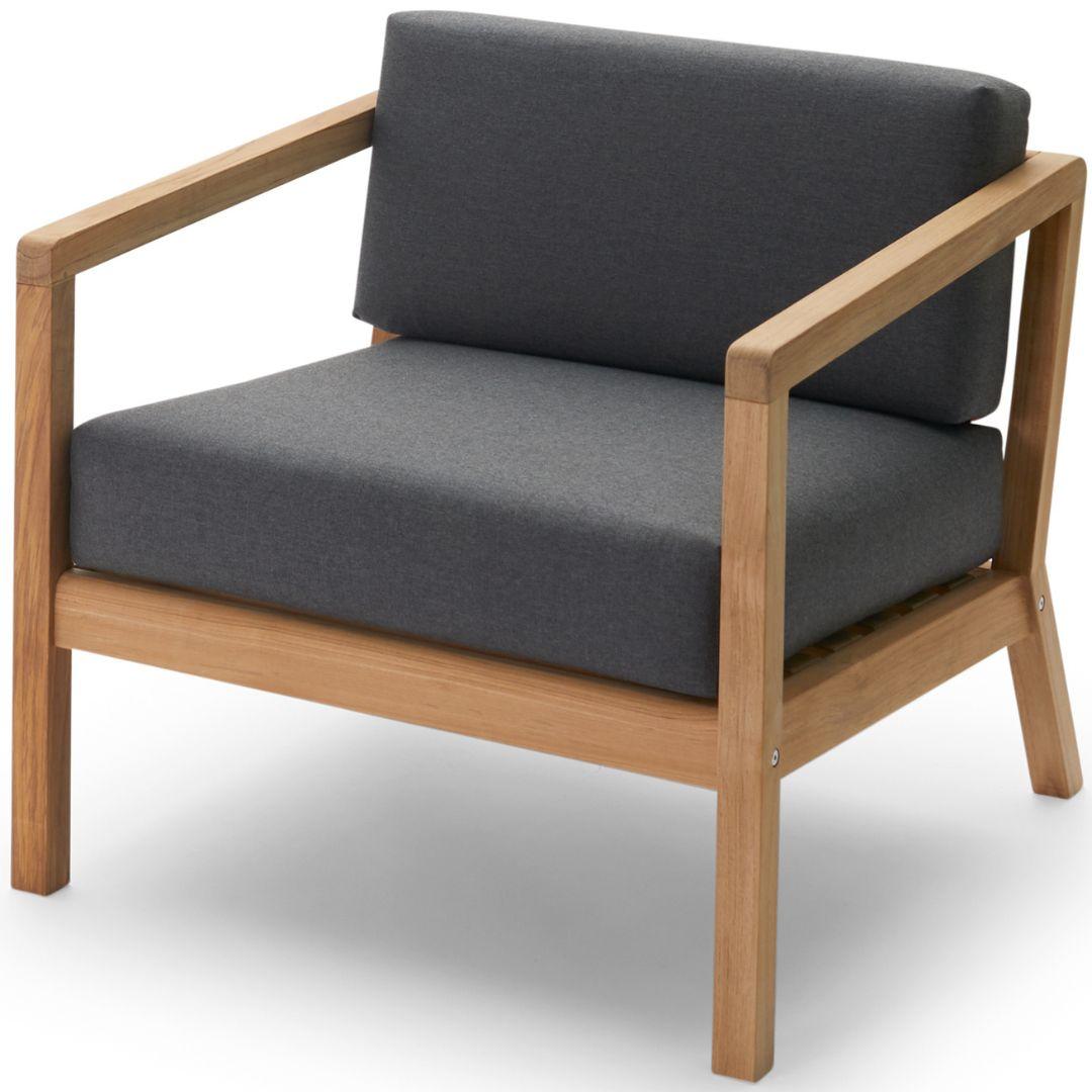 Outdoor 'Virkelyst' Chair in Teak and Ash Fabric for Skagerak For Sale 4