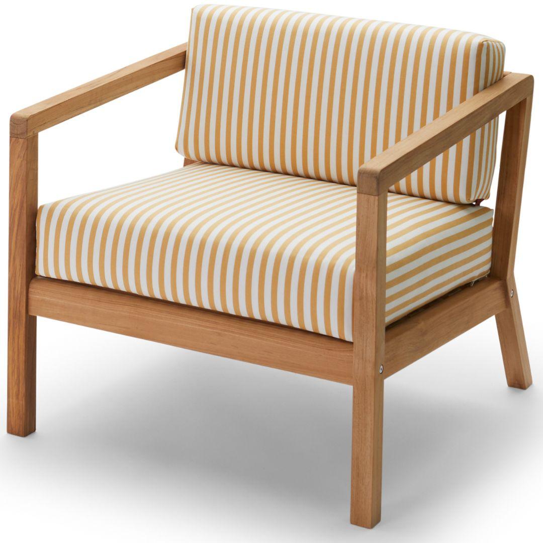 Outdoor 'Virkelyst' Chair in Teak and Blue Striped Fabric for Skagerak For Sale 4