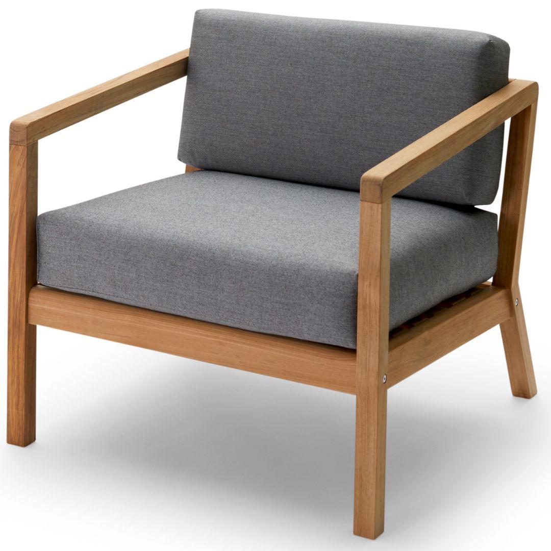 Outdoor 'Virkelyst' Chair in Teak and Blue Striped Fabric for Skagerak For Sale 5