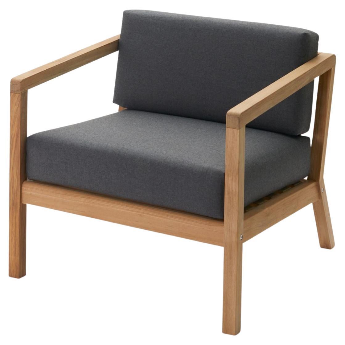 Chaise d'extérieur « Virkelyst » en teck et tissu anthracite pour Skagerak