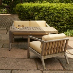 Outdoor 'Virkelyst' Chair in Teak and Honey Yellow Fabric for FH Outdoor