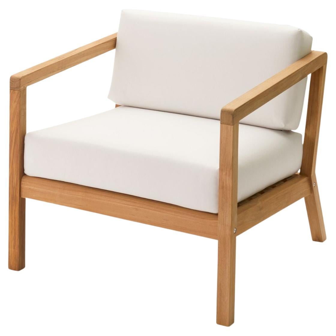 Stuhl „Virkelyst“ für Skagerak, Outdoor, Teakholz und weißer Stoff