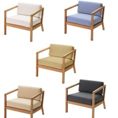 Outdoor 'Virkelyst' Chair in Teak and Yellow Striped Fabric for FH Outdoor