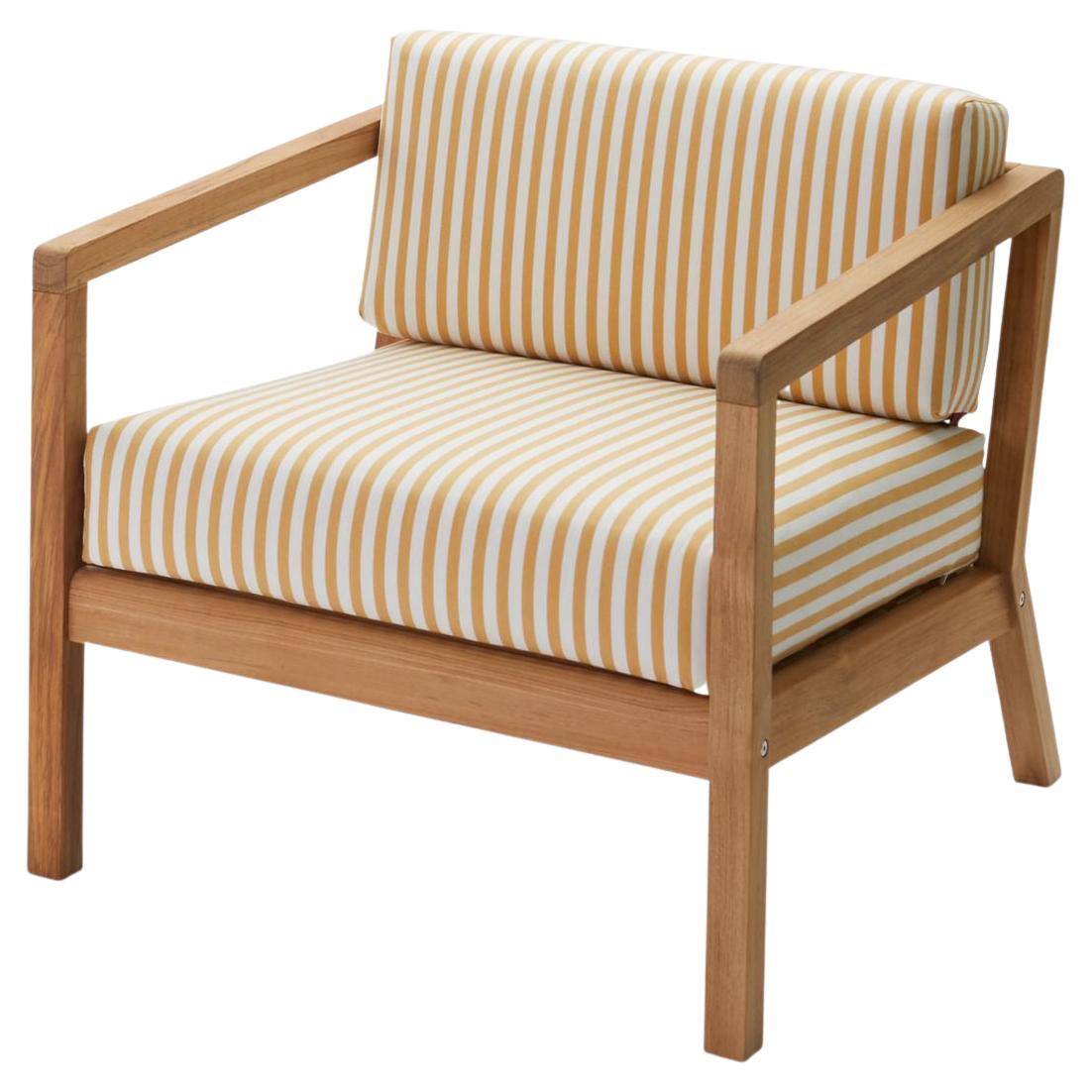 Outdoor 'Virkelyst' Chair in Teak and Yellow Striped Fabric for Skagerak For Sale