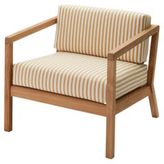 Outdoor 'Virkelyst' Chair in Teak and Yellow Striped Fabric for Skagerak