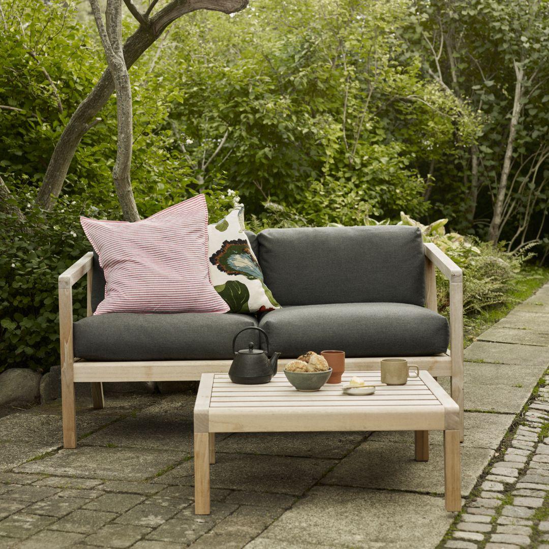 Outdoor 'Virkelyst' Pouf in Teak and Honey Yellow Fabric for Skagerak For Sale 7