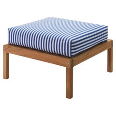 Outdoor 'Virkelyst' Pouf in Teak and Sea Blue Striped Fabric for Skagerak