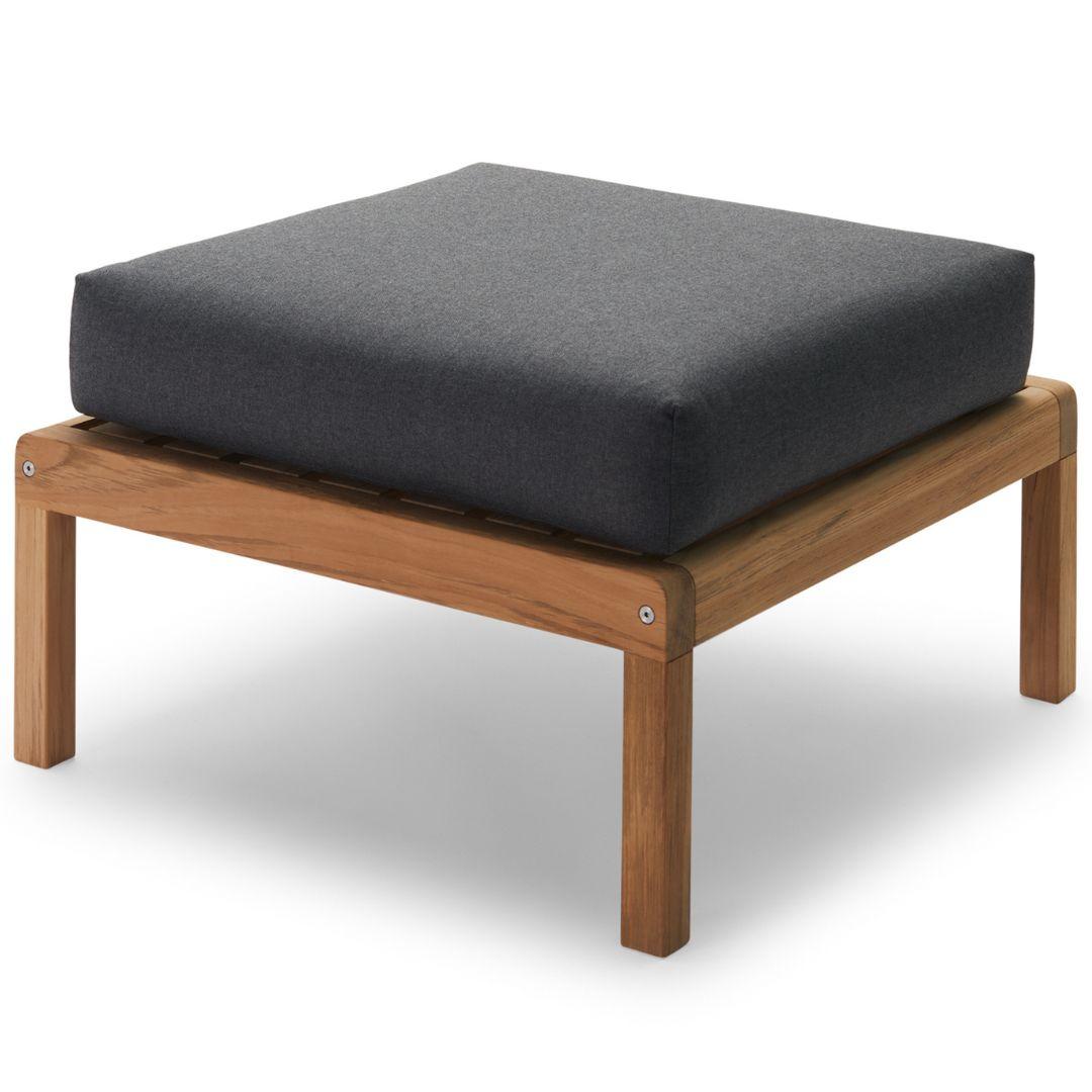Pouf extérieur « Virkelyst » en teck et tissu blanc pour Skagerak en vente 1