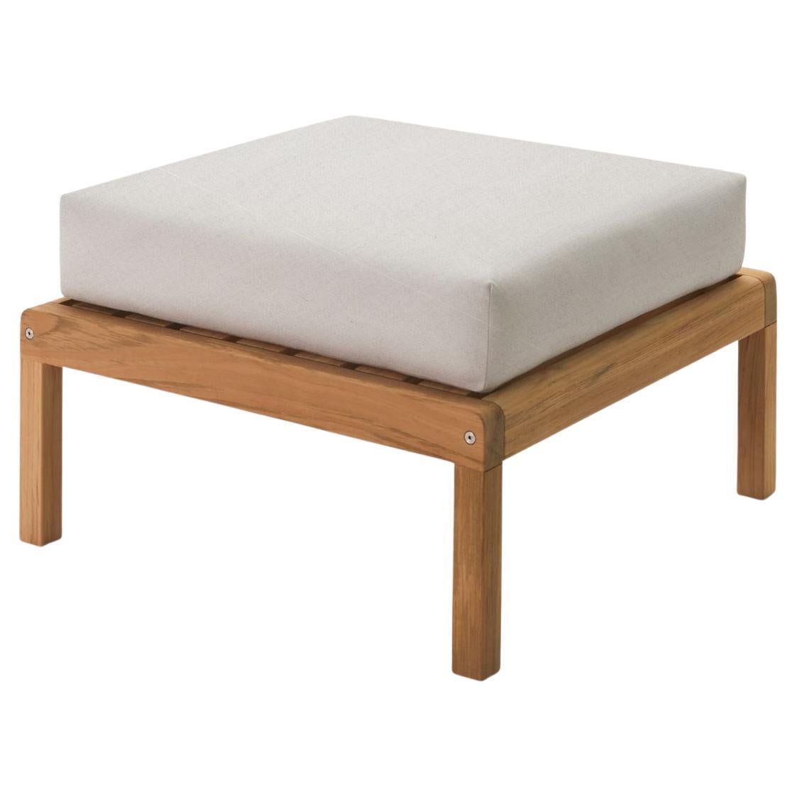 Pouf extérieur « Virkelyst » en teck et tissu blanc pour Skagerak en vente 2