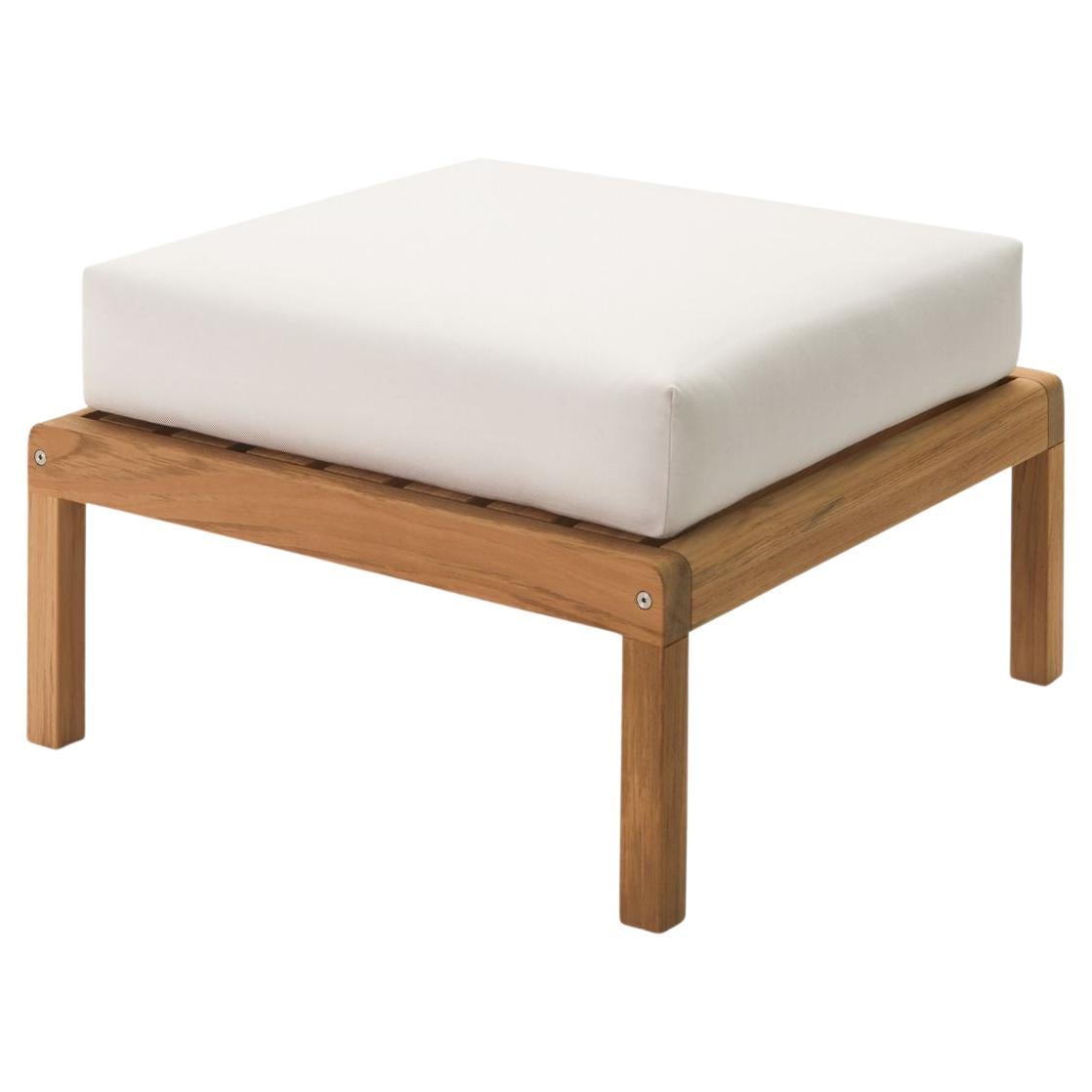 Outdoor 'Virkelyst' Pouf in Teak and White Fabric for Skagerak For Sale